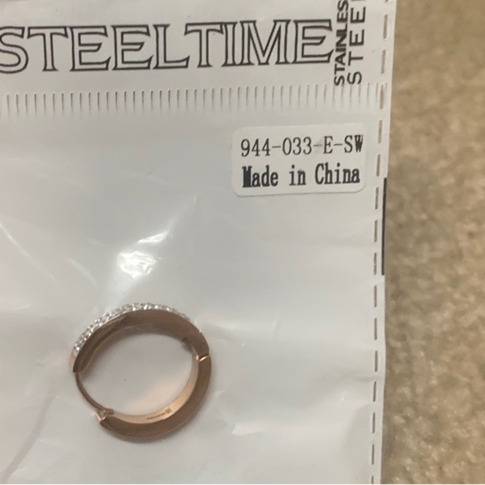 Steeltime Huggie Earrings with Swarovski Crystals